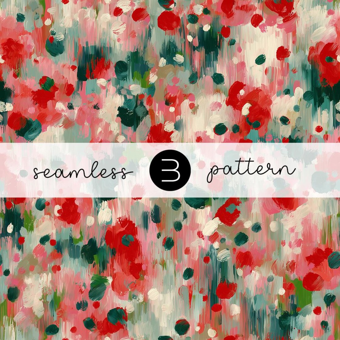 Abstract Christmas Brushstroke Pattern - Seamless Red, Green, and Cream ...