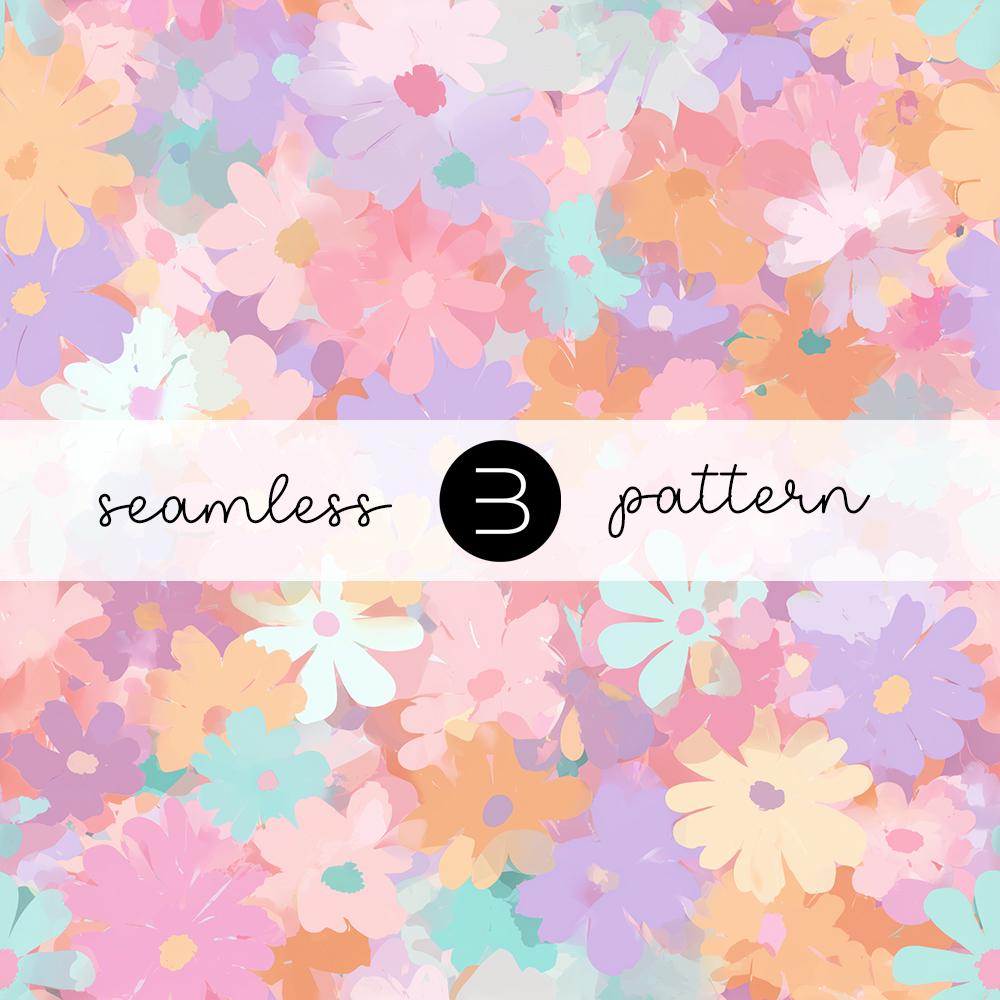 水彩パステルフローラルパターン - シームレスな抽象的な春の花