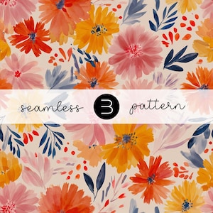 Herbst Aquarell Blumenmuster - Handgemalte Blüten Design für Stoff, Papier & Kunsthandwerk