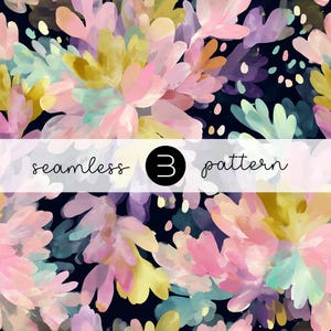 Midnight Pastel Floral Pattern – Seamless Soft Brush Flower Design