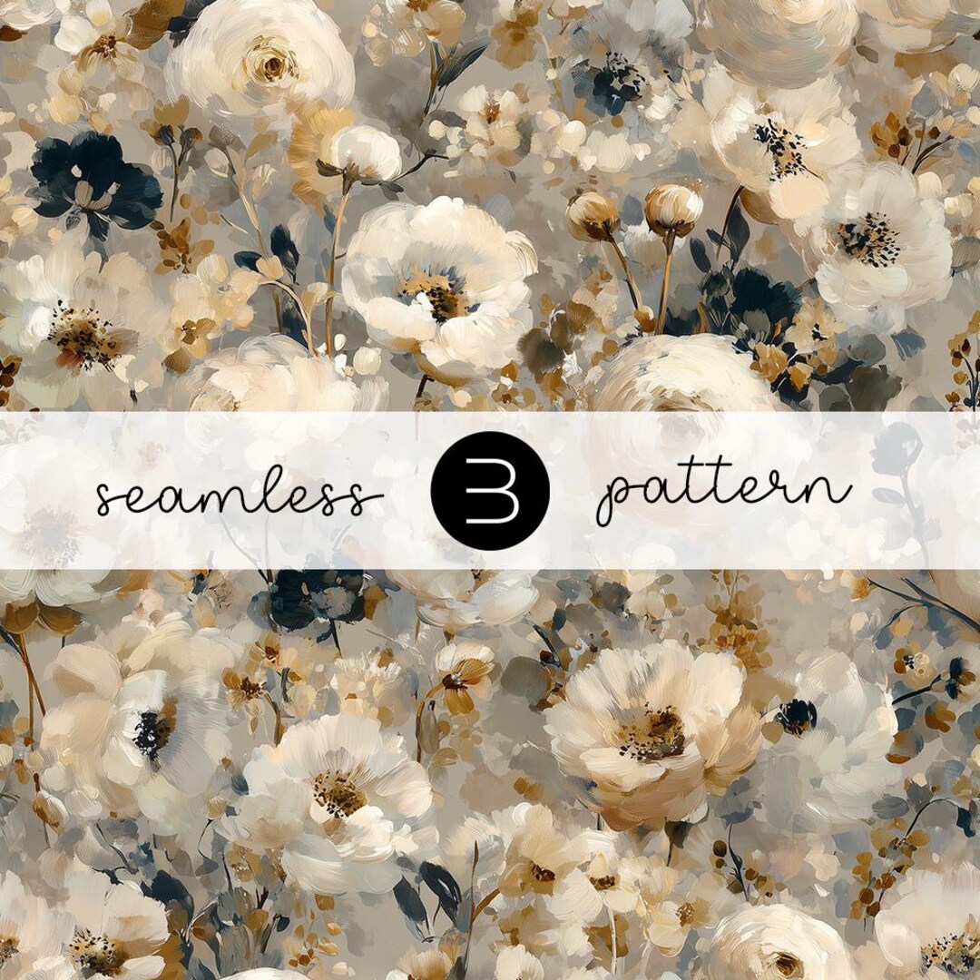 Beige Floral Pattern: Elegant Botanical Fabric, Wallpaper (JPG Digital ...