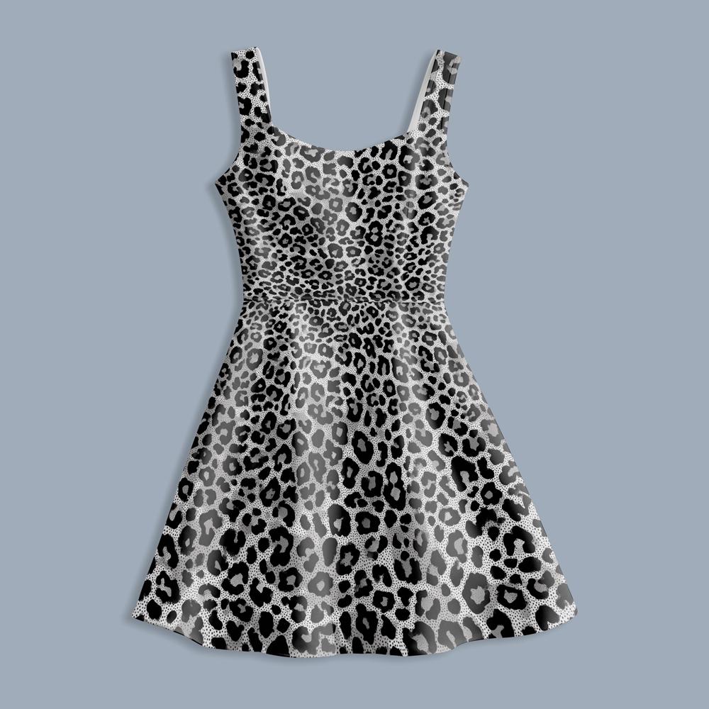 Leopard Print Seamless Pattern: Black & Gray Animal Skin Design (JPG Digital Download)