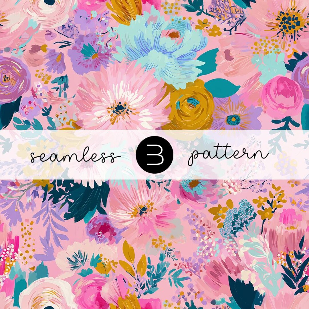 Vibrant Pink Floral Seamless Pattern – Painterly Wild Garden Textile ...