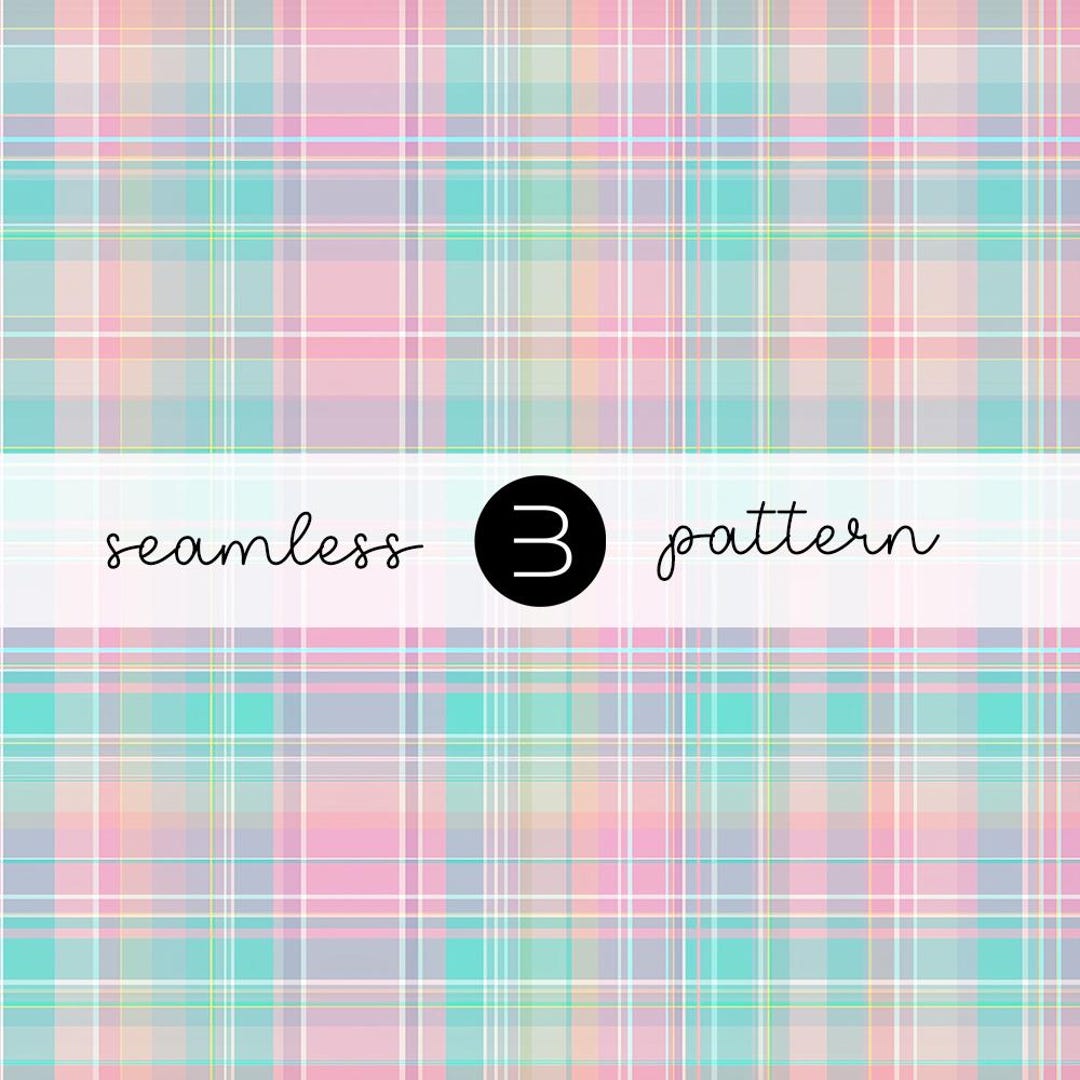 Soft Pastel Plaid Seamless Pattern - Pink Mint Preppy Check Digital ...