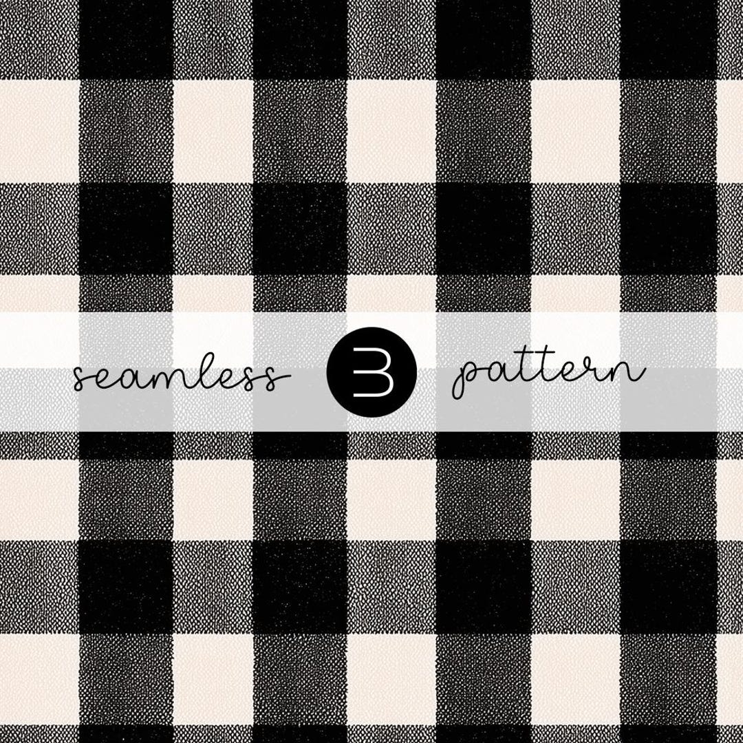 Buff Check Plaid Pattern Buffalo Check Plaid Pattern: Seamless Black and White Textile (JPG ...