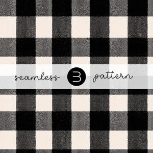May include: A repeating black and white gingham pattern. The image includes the text "seamless 3 pattern" in a handwritten style, adding a decorative element to the overall design.