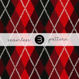 Julrött Argyle-mönster: Sömlös diamantdesign (JPG digital nedladdning)