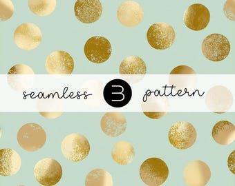 Papier cyfrowy w miętowo-zielone i złote kropki: Elegancki, bezszwowy wzór (pobierz JPG 12 x 12 cali 300 DPI)