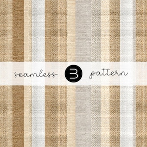 May include: Seamless pattern with vertical stripes in shades of beige, tan, and white. The image includes the text "seamless 3 pattern" in a handwritten style font.