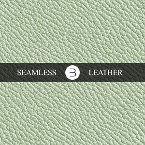 Può includere: Texture di pelle verde chiaro senza cuciture. L'immagine presenta una vista ravvicinata della superficie della pelle, mostrando la sua grana e consistenza dettagliate. Una fascia scura mostra il testo "SEAMLESS 3 LEATHER".