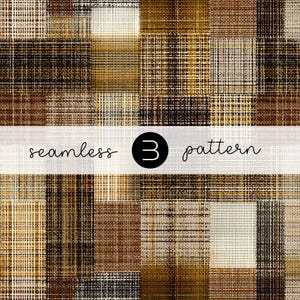 May include: A seamless pattern design featuring a patchwork of squares in shades of brown, beige, and gold. The design has a textured, woven appearance. The text "seamless 3 pattern" is displayed on a white banner across the image.
