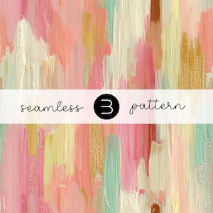 May include: Abstract seamless pattern with vertical brushstrokes in shades of pink, peach, gold, and mint green. The text "seamless 3 pattern" is displayed in a white banner across the image.