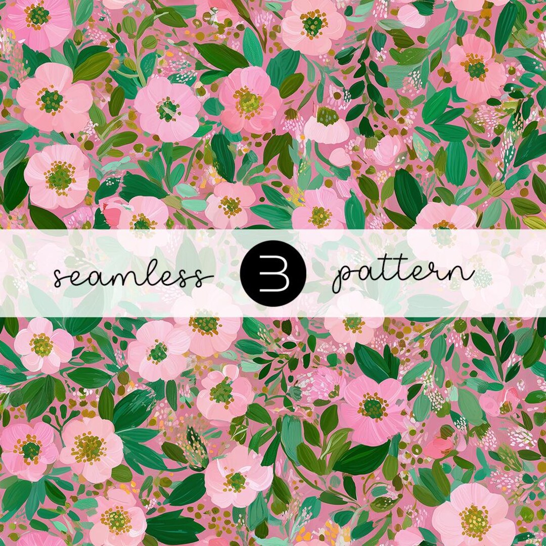 Blush Pink Floral Pattern – Soft Botanical Seamless Design With Green ...