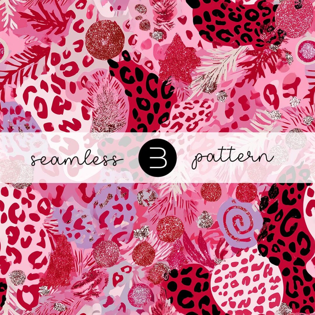 Pink Glitter Leopard Seamless Pattern - Glam Tropical Print (JPG ...