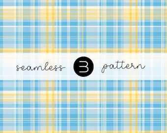 Motivo a quadri gialli e azzurri senza cuciture - Carta digitale a quadri estivi morbidi per tessuto