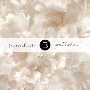 Pode incluir: Padrão sem costura com uma aparência macia e texturizada. O design apresenta pinceladas brancas e creme, criando um efeito artístico fluido. O texto "seamless 3 pattern" é exibido na imagem.