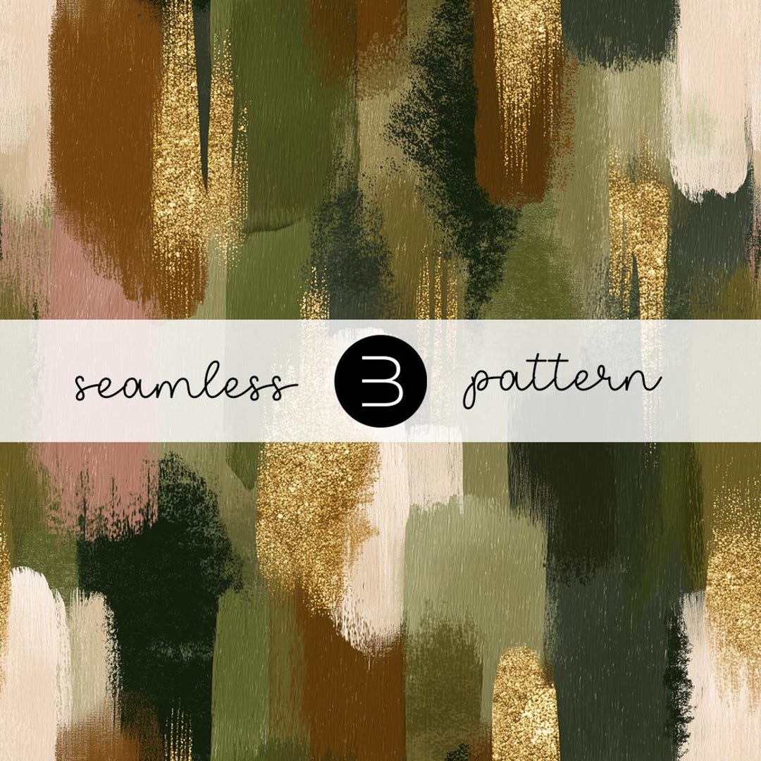Elegant Green Gold Abstract Pattern - Modern Brush Stroke Art, Luxury ...