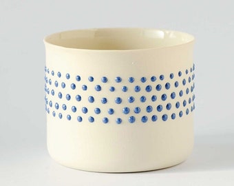 Handcrafted Limoges Porcelain Cup or Bowl with Blue Speckled Exterior, Colorful Porcelain Mug with unique design by KUNN Store