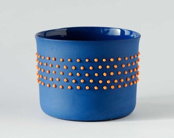 Handcrafted Limoges Porcelain Cup or Bowl with Orange Speckled Exterior, Colorful Porcelain Mug with unique design by KUNN Store