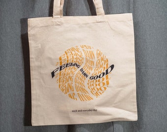 Feeling Good Tote Bag, Retro Aesthetic Bag, Small Cotton Bag, Reusable Tote, Feeling Damn Good Tote, Trendy Aesthetic Bag, Groceries Tote