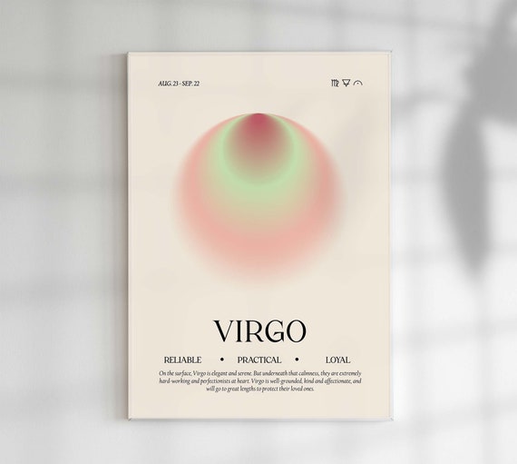 Virgo Wall Art, Zodiac Poster, Virgo Gift, Star Sign Decor, Zodiac Aura Print, Spiritual Star Sign, Virgo Gradient Aura, Astrology Wall Art