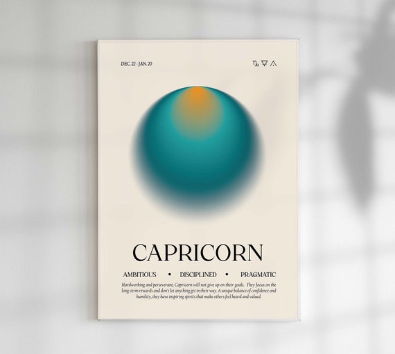 Capricorn Art, Zodiac Poster, Capricorn Gift, Star Sign Decor, Zodiac Aura Print, Spiritual Star Sign Print, Gradient Aura, Astrology Art