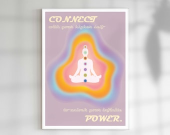 Mindfulness Print, Aura Gradient, Psychedelic Art, Trendy Dorm Decor, Spiritual Art Print, Positive Energy Art, Manifestation Art Print,