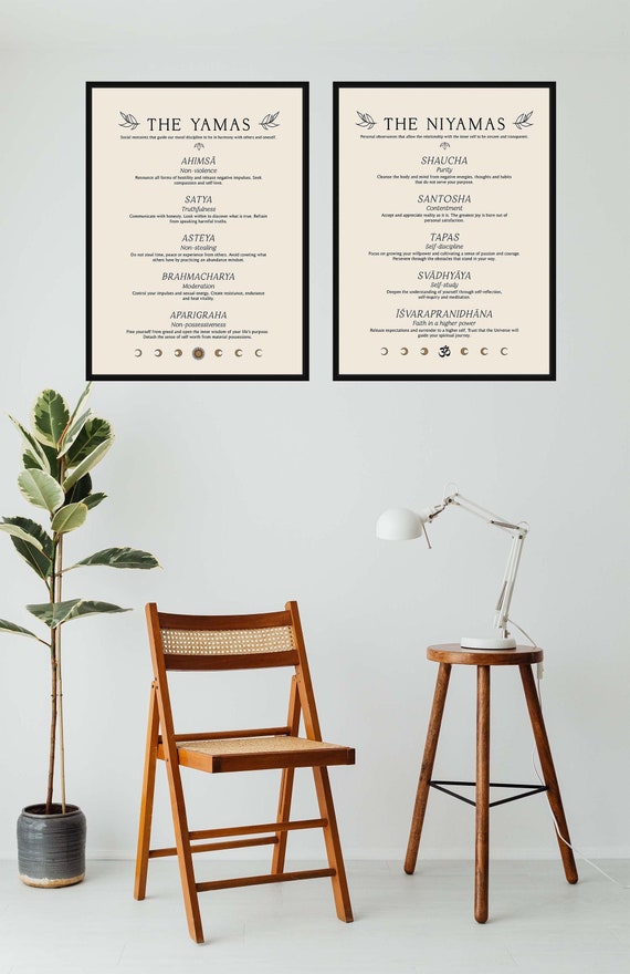 Yamas and Niyamas Poster Yoga Art Print Hindu Wall Art - Etsy