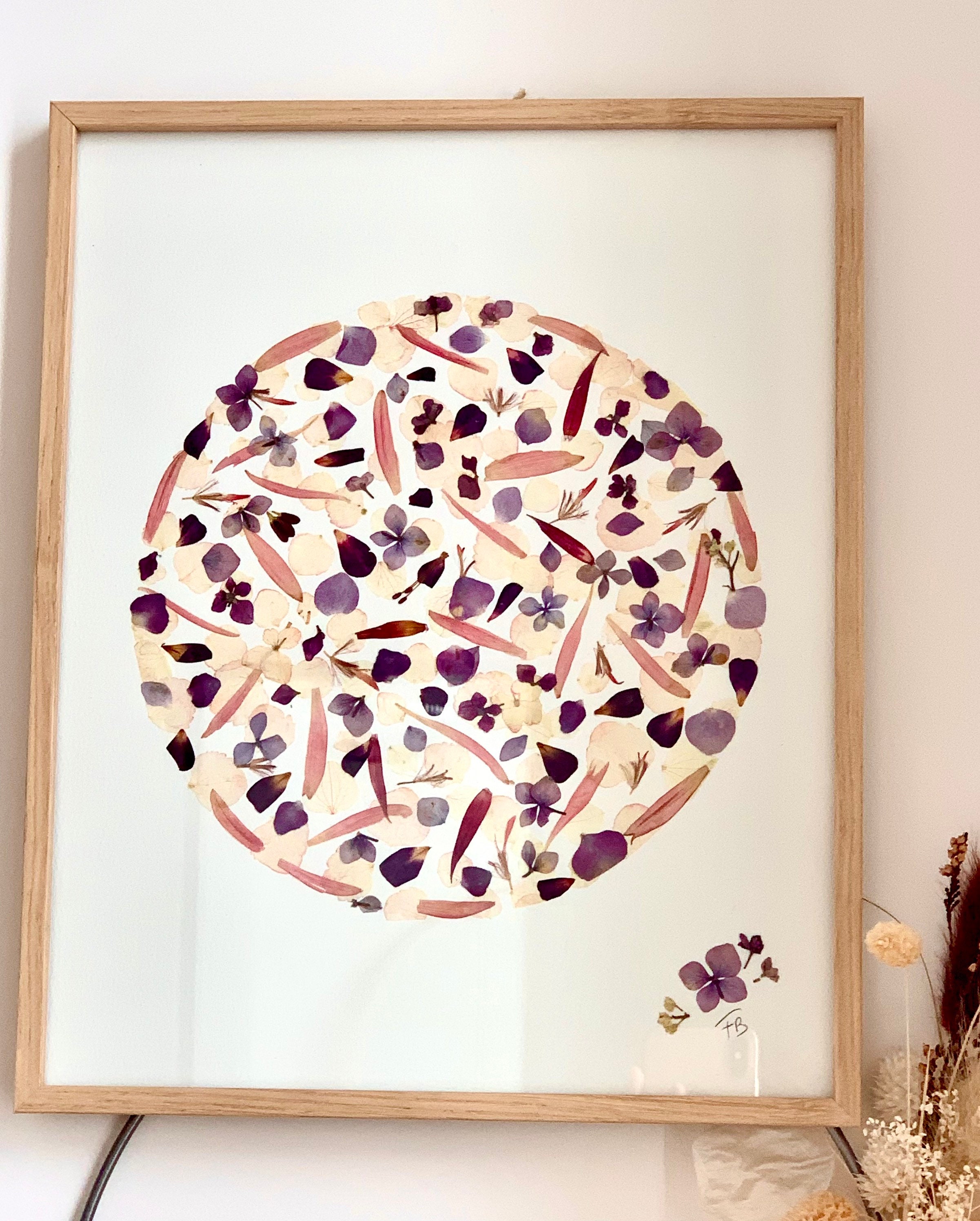 Herbier de Fleurs Séchées, Fait Main, Herbarium, Cadre Fleurs, Pressées 24/30 cm