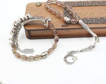 Zultanite Tasbih Prayer Beads: Convertible Rosary, Muslim Gift