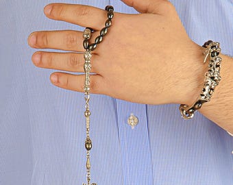 925 Sterling Silver Mood Stone Tasbih: transforms into two different bracelets and finger wheels.