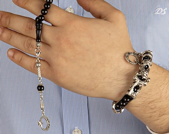 Oltu Stone Tasbih Prayer Beads: Convertible Rosary, Bracelet, Ring