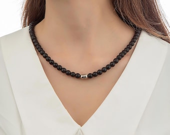 Onyx  natural stone necklace: turns into a bracelet