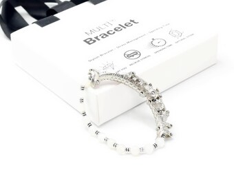 Multi Flex One Bracelet, Cyrstal Quartz Gemstone Bracelet, Motivation Natural Beads, Personalized Gift for Women, Customized Jewelry