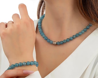 Aquamarine Gemstone 2-in-1 Necklace Bracelet: Handmade Convertible Jewelry