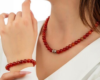 Agate natural stone necklace: turns into a bracelet
