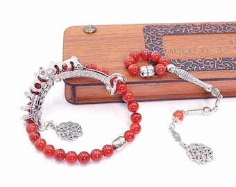 Agate Tasbih Prayer Beads: Convertible Rosary, Bracelet, Spinner Ring