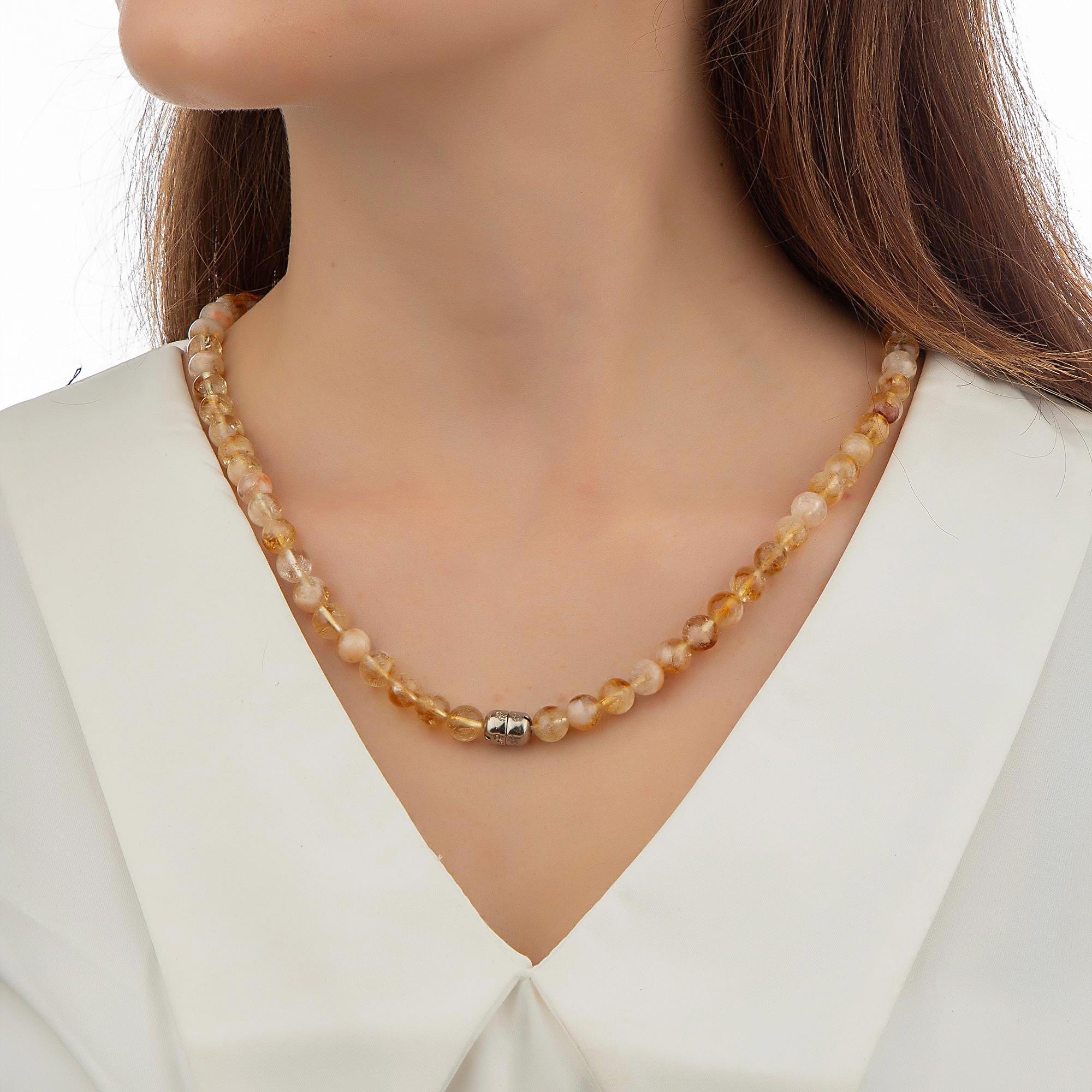 Citrine natural stone necklace: turns into a bracelet
