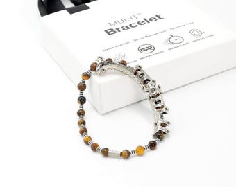 Tiger's Eye Gemstone Bracelet: Convertible finger whell rosary Transforms into two different bracelets
