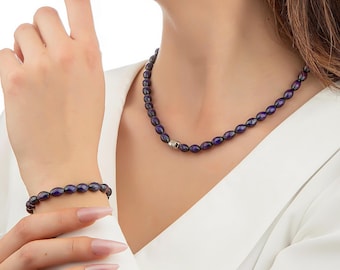 Mood Stone Necklace Bracelet Set: Color Changing Gemstone Jewelry