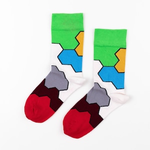 Lego-sokken, abstracte sokken, cadeau Lego-liefhebber, kleurrijke sokken, kunstsokken, grappige sokken, gekke sokken, vrijetijdssokken dames, dagelijkse sokken heren