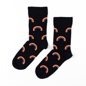 Rainbow socks, Love is love socks, Pride socks, Rainbow gift, Black crew socks, Unisex socks, Pride month gift, Colorful socks, Funny socks