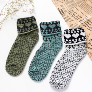 Calzini di lana da donna – Calzini invernali caldi e accoglienti – Regalo in stile nordico per lei – Natale, San Valentino, compleanno, festa della mamma – Calzini nordici