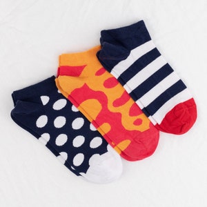 Splash socks, Low socks, Sneaker socks, Ankle socks, Summer socks, Sandal socks, Cotton socks, Red orange socks, Sport socks, Unique socks