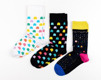 Pac-man socks, Gift for gamer, Game socks, Retro game socks, Arcade game, Funny vintage socks, Game lover socks, Men's socks, Women's socks