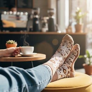 Kaffestrumpor, Kaffepresent, Baristastrumpor, Baristapresent, Bambustrumpor, Kontorsstrumpor, Företagsstrumpor, Present till kaffeälskare, Espressopresent