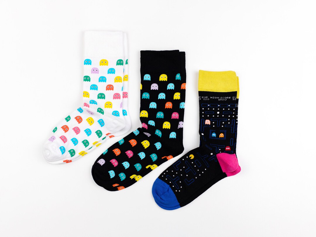 Pacman Socks, Gift for Gamer, Game Socks, Retro Game Socks, Arcade
