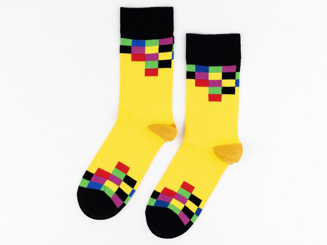 Tetris Socks, Game Socks, Retro Game Socks, Women's Crew Socks, Funny Socks, Gift for Gamer