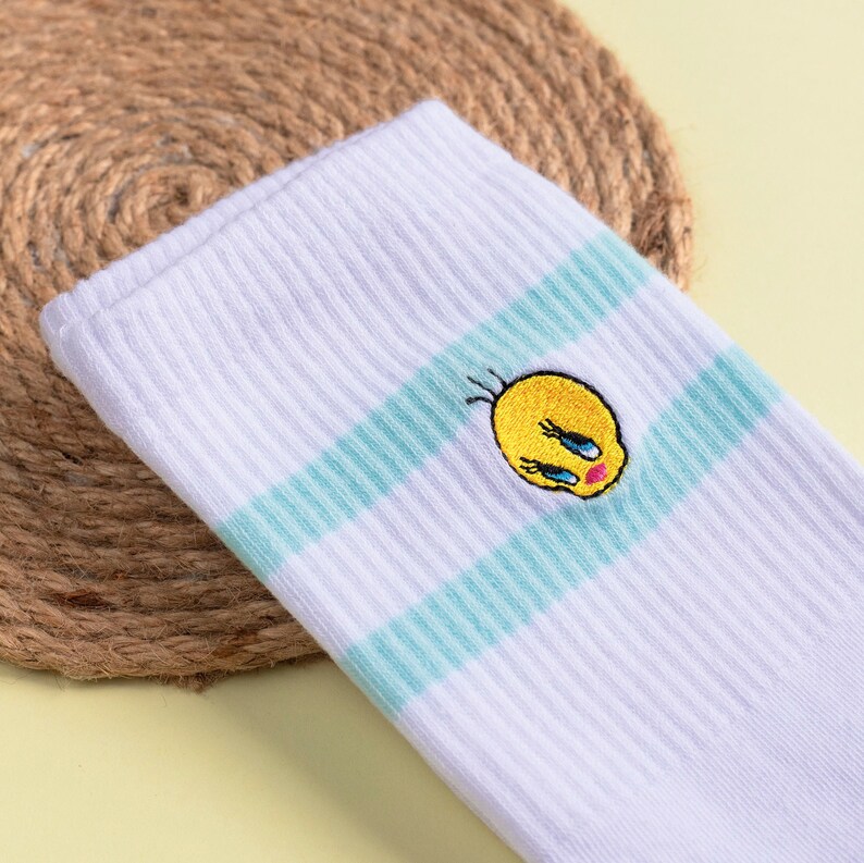 Cartoon Embroidered Socks 90s Funny Retro Socks Long Socks Etsy