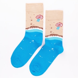 Ocean socks, Sea socks, Blue socks, Beach break socks, Summer socks, Colorful socks, Cool socks, Hello summer gift, Fun socks, School socks